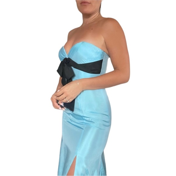 Jovani Strapless Gown Blue/Black - Picture 5 of 7